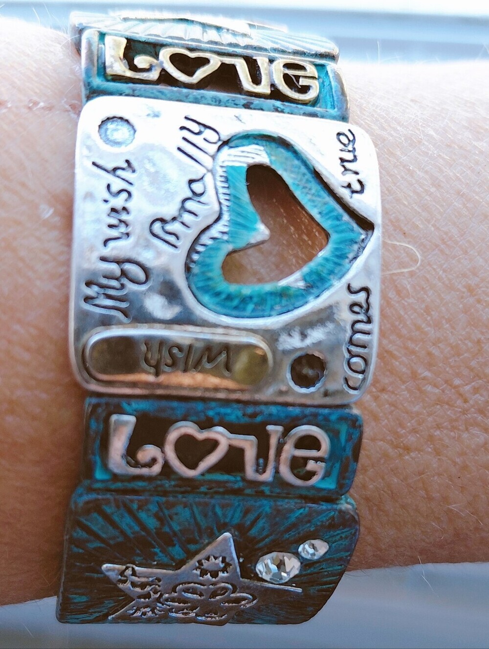 Vintage Southwestern Mixed Metal Patina Stretch Cuff Bracelet I - Picture 2 of 9